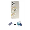 MARSİLYAN™- iPhone 12 Pro Kılıf Eksen Asil Prime - Siyah 3D Antistatik Seramik Nano Ekran Koruyucu + Metal Kamera Lens Koruma Cam - GD