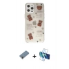 MARSİLYAN™- iPhone 12 Pro Kılıf Eksen Asil Prime - Siyah 3D Antistatik Seramik Nano Ekran Koruyucu + Mor Metal Kamera Lens Koruma Cam