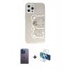 MARSİLYAN™- iPhone 12 Pro Kılıf Eksen Asil Prime - Siyah 3D Antistatik Seramik Nano Ekran Koruyucu + Neon Fosforlu Kamera Lens - MI