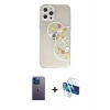 MARSİLYAN™- iPhone 12 Pro Kılıf Eksen Asil Prime - Siyah 3D Antistatik Seramik Nano Ekran Koruyucu + Neon Fosforlu Kamera Lens - MI