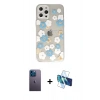MARSİLYAN™- iPhone 12 Pro Kılıf Eksen Asil Prime - Siyah 3D Antistatik Seramik Nano Ekran Koruyucu + Neon Fosforlu Kamera Lens - MI