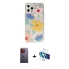 MARSİLYAN™- iPhone 12 Pro Kılıf Eksen Asil Prime - Siyah 3D Antistatik Seramik Nano Ekran Koruyucu + Neon Fosforlu Kamera Lens - TU