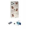 MARSİLYAN™- iPhone 12 Pro Kılıf Eksen Asil Prime - Siyah 3D Antistatik Seramik Nano Ekran Koruyucu + Renkli Kamera Lens Koruma Cam - TU