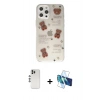 MARSİLYAN™- iPhone 12 Pro Kılıf Eksen Asil Prime - Siyah 3D Antistatik Seramik Nano Ekran Koruyucu + Shine Kamera Lens - GS