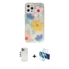 MARSİLYAN™- iPhone 12 Pro Kılıf Eksen Asil Prime - Siyah 3D Antistatik Seramik Nano Ekran Koruyucu + Shine Kamera Lens - GS