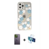 MARSİLYAN™- iPhone 12 Pro Kılıf Eksen Asil Prime - Siyah 3D Antistatik Seramik Nano Ekran Koruyucu + Neon Fosforlu Kamera Lens - YL