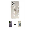 MARSİLYAN™- iPhone 12 Pro Kılıf Eksen Asil Prime - Siyah 6D Mat Seramik Hayalet Nano Ekran Koruyucu + Neon Fosforlu Kamera Lens - YL