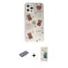 MARSİLYAN™- iPhone 12 Pro Kılıf Eksen Asil Prime - Siyah 6D Mat Seramik Hayalet Nano Ekran Koruyucu + Pembe Renkli Kamera Lens Koruma Cam