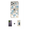 MARSİLYAN™- iPhone 12 Pro Kılıf Eksen Asil Prime - Siyah 6D Mat Seramik Hayalet Nano Ekran Koruyucu + Yeşil Neon Fosforlu Kamera Lens