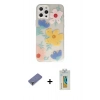 MARSİLYAN™- iPhone 12 Pro Kılıf Eksen Asil Prime - Siyah Polymer Nano Ekran Koruyucu + Metal Kamera Lens Koruma Cam - GD
