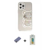 MARSİLYAN™- iPhone 12 Pro Kılıf Eksen Asil Prime - Siyah Polymer Nano Ekran Koruyucu + Metal Kamera Lens Koruma Cam - GD