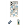 MARSİLYAN™- iPhone 12 Pro Kılıf Eksen Asil Prime - Siyah Polymer Nano Ekran Koruyucu + Mavi Metal Kamera Lens Koruma Cam