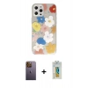 MARSİLYAN™- iPhone 12 Pro Kılıf Eksen Asil Prime - Siyah Polymer Nano Ekran Koruyucu + Neon Fosforlu Kamera Lens - SI