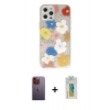 MARSİLYAN™- iPhone 12 Pro Kılıf Eksen Asil Prime - Siyah Polymer Nano Ekran Koruyucu + Neon Fosforlu Kamera Lens - TU