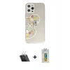 MARSİLYAN™- iPhone 12 Pro Kılıf Eksen Asil Prime - Siyah Polymer Nano Ekran Koruyucu + Kamera Lens Koruma Cam - SF