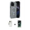 MARSİLYAN™- iPhone 12 Pro Kılıf Eksen Çizgi - Şeffaf 360 Full Body Arka Koruyucu + Shine Kamera Lens - GD