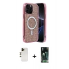 MARSİLYAN™- iPhone 12 Pro Kılıf Eksen Çizgi - Şeffaf 360 Full Body Arka Koruyucu + Shine Kamera Lens - GD