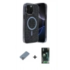 MARSİLYAN™- iPhone 12 Pro Kılıf Eksen Çizgi - Şeffaf 360 Full Body Arka Koruyucu + Metal Kamera Lens Koruma Cam - GS