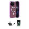 MARSİLYAN™- iPhone 12 Pro Kılıf Eksen Çizgi - Şeffaf 360 Full Body Arka Koruyucu + Kamera Lens Koruma Cam - SF