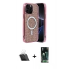 MARSİLYAN™- iPhone 12 Pro Kılıf Eksen Çizgi - Şeffaf 360 Full Body Arka Koruyucu + Kamera Lens Koruma Cam - SF