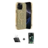 MARSİLYAN™- iPhone 12 Pro Kılıf Eksen Çizgi - Şeffaf 360 Full Body Arka Koruyucu + Kamera Lens Koruma Cam - SF