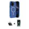 MARSİLYAN™- iPhone 12 Pro Kılıf Eksen Çizgi - Şeffaf 360 Full Body Arka Koruyucu + Kamera Lens Koruma Cam - SF