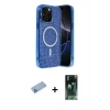 MARSİLYAN™- iPhone 12 Pro Kılıf Eksen Çizgi - Şeffaf 360 Full Body Arka Koruyucu + Shine Kamera Lens Koruma Cam - MI