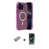 MARSİLYAN™- iPhone 12 Pro Kılıf Eksen Çizgi - Şeffaf 360 Full Body Arka Koruyucu + Shine Kamera Lens Koruma Cam - SABE