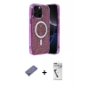 MARSİLYAN™- iPhone 12 Pro Kılıf Eksen Çizgi - Şeffaf Uv Polymer Nano Ekran Koruyucu + Metal Kamera Lens Koruma Cam - GD