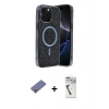 MARSİLYAN™- iPhone 12 Pro Kılıf Eksen Çizgi - Şeffaf Uv Polymer Nano Ekran Koruyucu + Metal Kamera Lens Koruma Cam - GD