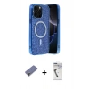 MARSİLYAN™- iPhone 12 Pro Kılıf Eksen Çizgi - Şeffaf Uv Polymer Nano Ekran Koruyucu + Metal Kamera Lens Koruma Cam - GD