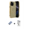 MARSİLYAN™- iPhone 12 Pro Kılıf Eksen Çizgi - Şeffaf Uv Polymer Nano Ekran Koruyucu + Metal Kamera Lens Koruma Cam - KUYL