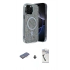 MARSİLYAN™- iPhone 12 Pro Kılıf Eksen Çizgi - Şeffaf Uv Polymer Nano Ekran Koruyucu + Renkli Kamera Lens Koruma Cam - MI
