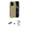 MARSİLYAN™- iPhone 12 Pro Kılıf Eksen Çizgi - Şeffaf Uv Polymer Nano Ekran Koruyucu + Renkli Kamera Lens Koruma Cam - MI