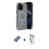MARSİLYAN™- iPhone 12 Pro Kılıf Eksen Çizgi - Şeffaf Uv Polymer Nano Ekran Koruyucu + Metal Kamera Lens Koruma Cam - AKYL
