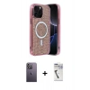 MARSİLYAN™- iPhone 12 Pro Kılıf Eksen Çizgi - Şeffaf Uv Polymer Nano Ekran Koruyucu + Neon Fosforlu Kamera Lens - BZ