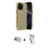MARSİLYAN™- iPhone 12 Pro Kılıf Eksen Çizgi - Şeffaf Uv Polymer Nano Ekran Koruyucu + Rainbow Kamera Lens Koruma Cam - GD