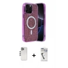 MARSİLYAN™- iPhone 12 Pro Kılıf Eksen Çizgi - Şeffaf Uv Polymer Nano Ekran Koruyucu + Shine Kamera Lens - GS
