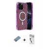 MARSİLYAN™- iPhone 12 Pro Kılıf Eksen Çizgi - Şeffaf Uv Polymer Nano Ekran Koruyucu + Shine Kamera Lens Koruma Cam - GI