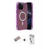 MARSİLYAN™- iPhone 12 Pro Kılıf Eksen Çizgi - Şeffaf Uv Polymer Nano Ekran Koruyucu + Sierra Blue Shine Kamera Lens Koruma Cam