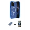 MARSİLYAN™- iPhone 12 Pro Kılıf Eksen Çizgi - Siyah 34D Hayalet Izgaralı Cam + Metal Kamera Lens Koruma Cam - AKYL