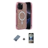 MARSİLYAN™- iPhone 12 Pro Kılıf Eksen Çizgi - Siyah 34D Hayalet Izgaralı Cam + Metal Kamera Lens Koruma Cam - MI