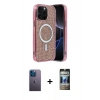 MARSİLYAN™- iPhone 12 Pro Kılıf Eksen Çizgi - Siyah 34D Hayalet Izgaralı Cam + Neon Fosforlu Kamera Lens - MI