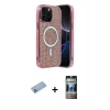 MARSİLYAN™- iPhone 12 Pro Kılıf Eksen Çizgi - Siyah 34D Hayalet Izgaralı Cam + Shine Kamera Lens Koruma Cam - MI