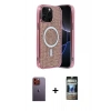 MARSİLYAN™- iPhone 12 Pro Kılıf Eksen Çizgi - Siyah 34D Hayalet Izgaralı Cam + Neon Fosforlu Kamera Lens - TU