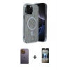 MARSİLYAN™- iPhone 12 Pro Kılıf Eksen Çizgi - Siyah 34D Hayalet Izgaralı Cam + Neon Fosforlu Kamera Lens - SI