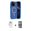MARSİLYAN™- iPhone 12 Pro Kılıf Eksen Çizgi - Siyah 34D Hayalet Izgaralı Cam + Shine Kamera Lens - GS
