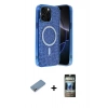 MARSİLYAN™- iPhone 12 Pro Kılıf Eksen Çizgi - Siyah 34D Hayalet Izgaralı Cam + Shine Kamera Lens Koruma Cam - GS