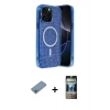 MARSİLYAN™- iPhone 12 Pro Kılıf Eksen Çizgi - Siyah 34D Hayalet Izgaralı Cam + Shine Kamera Lens Koruma Cam - GI