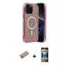 MARSİLYAN™- iPhone 12 Pro Kılıf Eksen Çizgi - Siyah 34D Hayalet Izgaralı Cam + Shine Kamera Lens Koruma Cam - SABE
